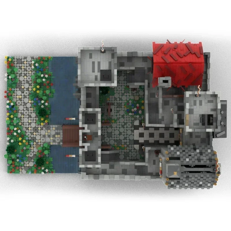 Moc строительные кирпичи модель военного замка высокий камень фортепица