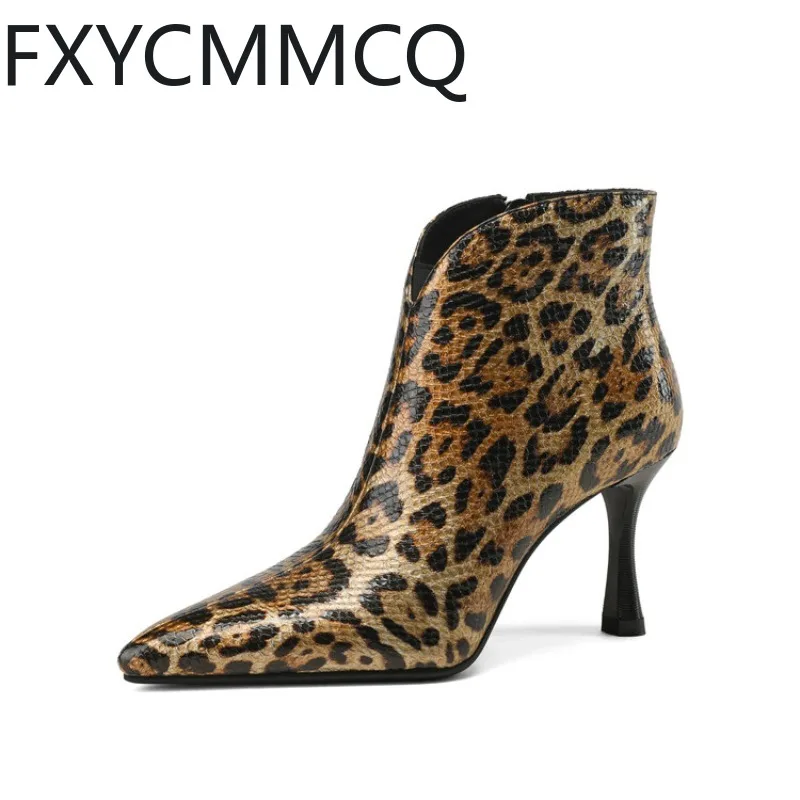 

FXYCMMCQ Europe and The United States Pointed Women in Winter with Fleece Stiletto Heels Short Boots Leather Sexy Fashion DL03