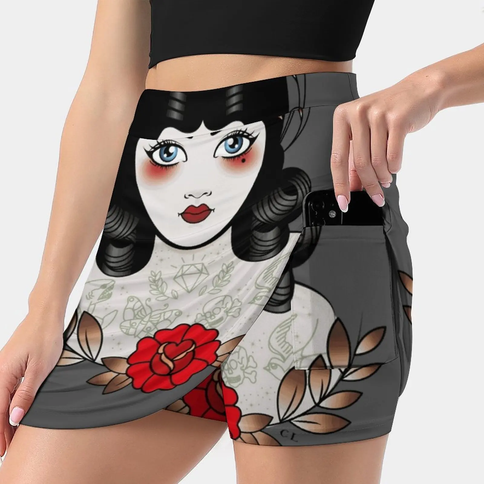 

Женская двухслойная короткая юбка с принтом, с принтом