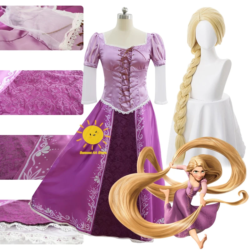 Фото BEAST KINGDOM Tangled Косплей Рапунцель Костюмы для косплея Платье принцессы Золотой парик Рапунцель Хэллоуин День рождения для подарков №1