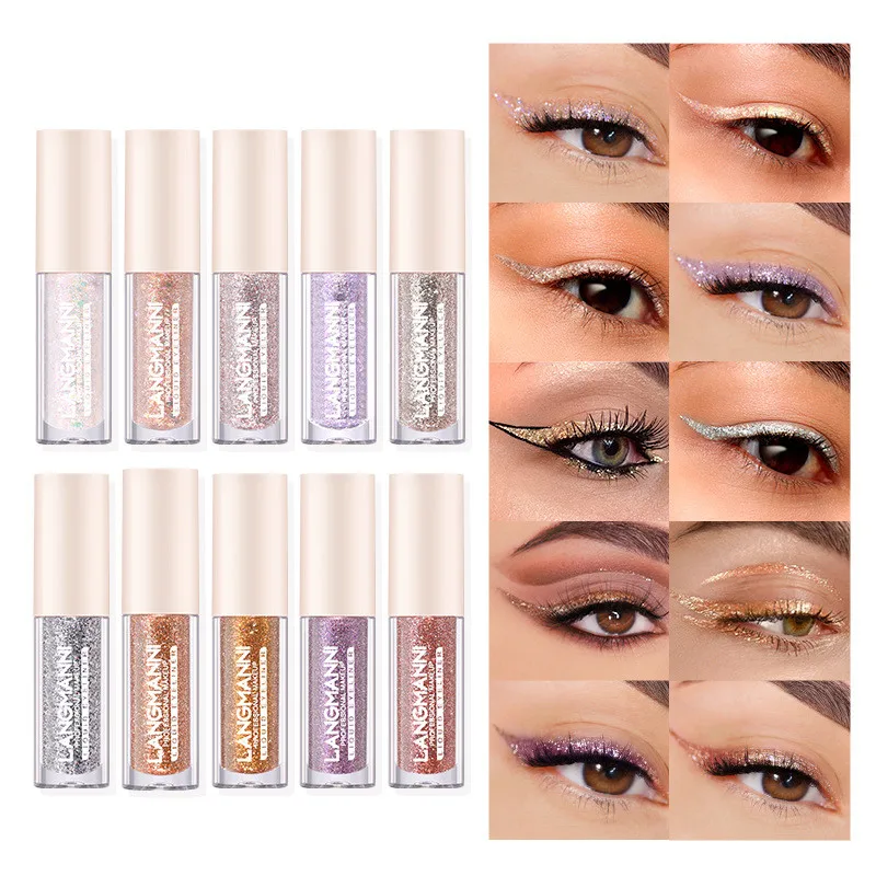 

10 Colors Glitter Liquid Eyeshadow Highlighter Waterproof Pearlescent Shiny Eye Shadow Sequins Eyeliner Cosmetics Korean Makeup
