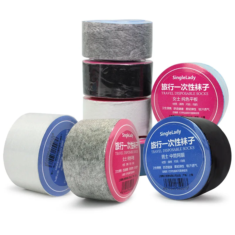 5Pairs Disposable Socks Outdoor Portable Compression Travel Sock  One Time Thin Sweat Absorbing Cotton Sock Sport Men Women