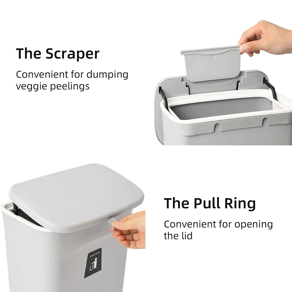 9l hanging trash can for kitchen cabinet door with lid small under sink garbage bin wall mounted counter waste compost bins free global shipping