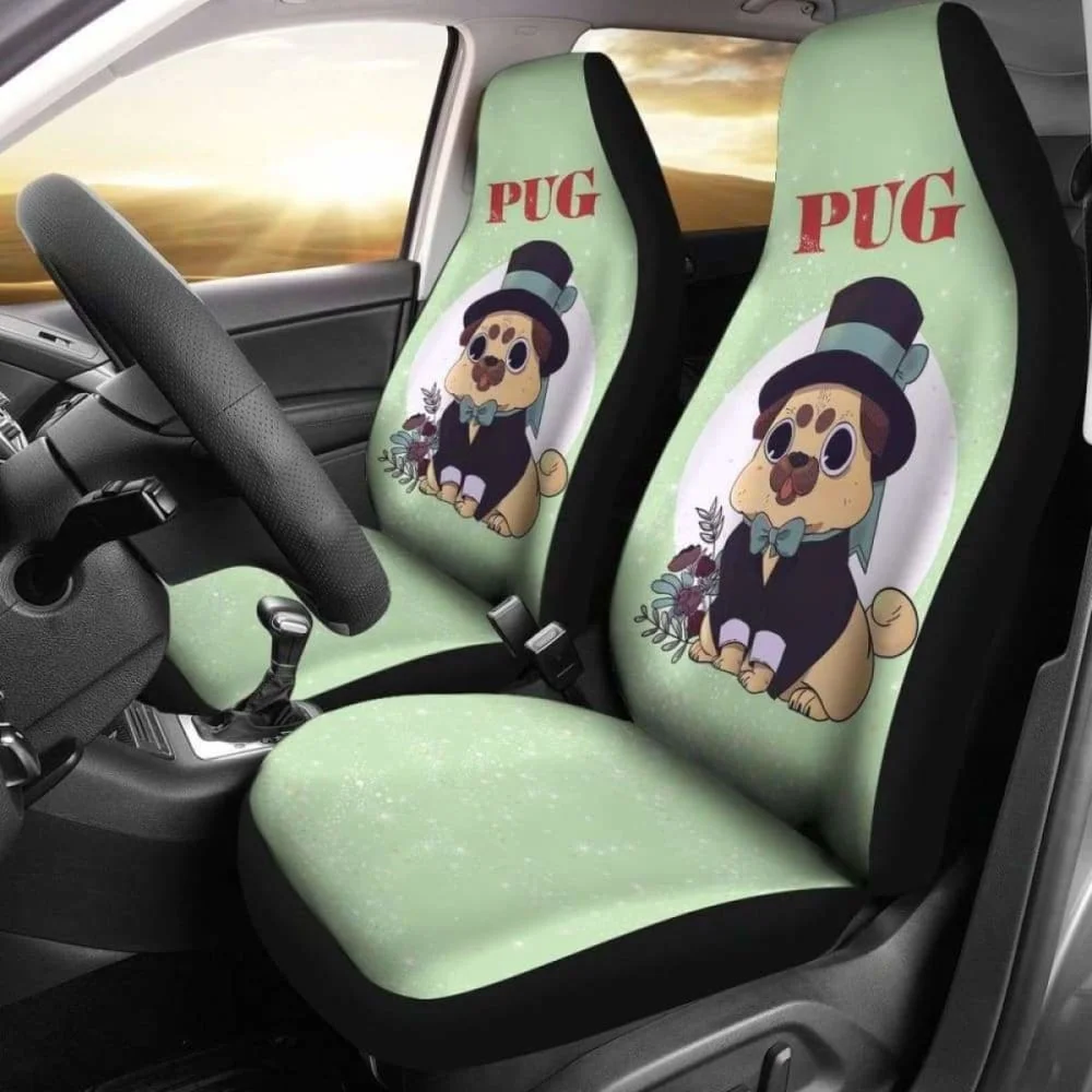 

Pug Car Seat Covers 19 Pack of 2 Universal Front Seat Protective Cover