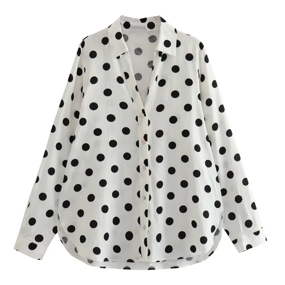 

Maxdutti Fashion Ladies Printing Casual Commuting Shirt Polka Dot Top Women