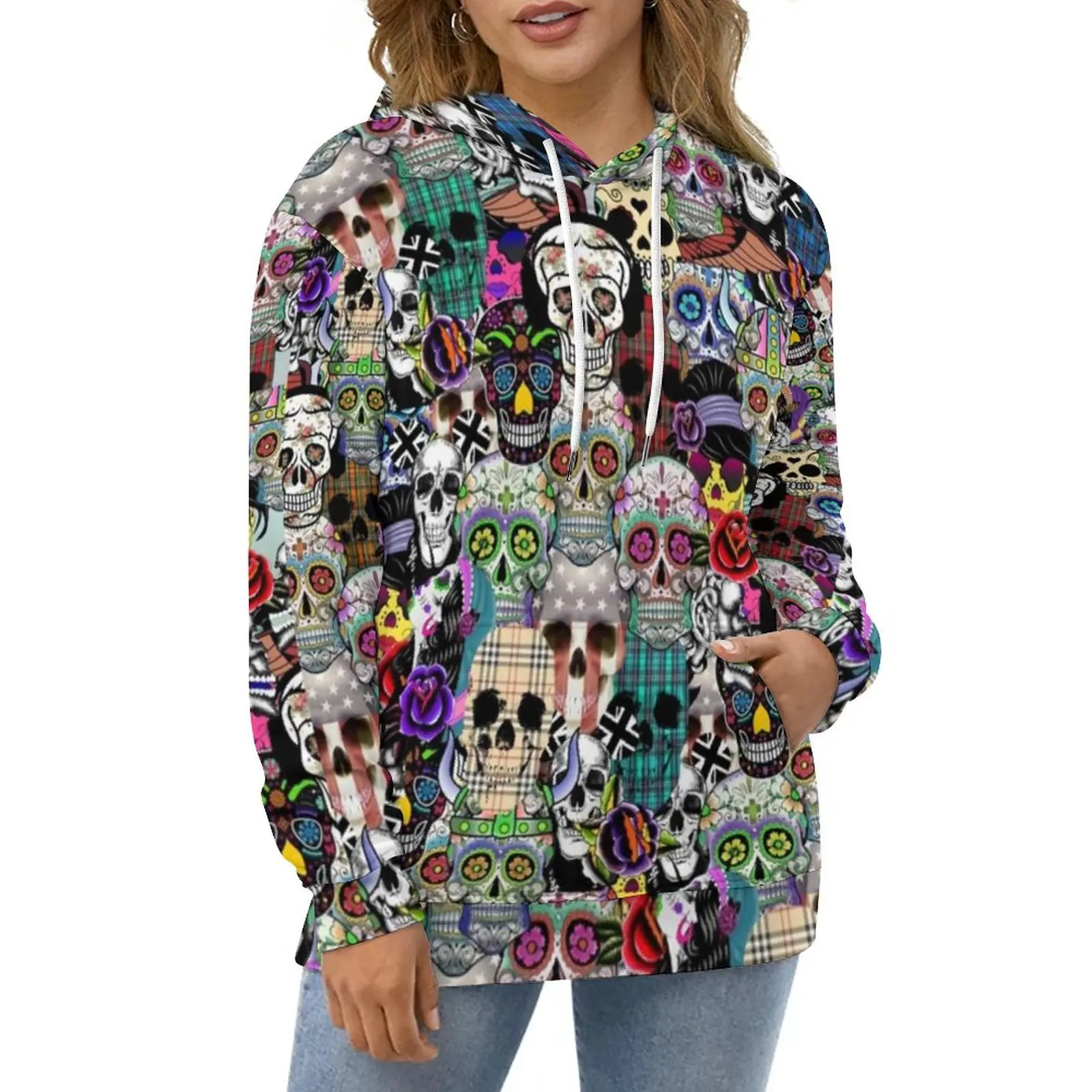 

Bone Skeleton Hoodies Long Sleeve Halloween Pop Art Aesthetic Casual Hoodie Hip Hop Oversized Design Loose Hooded Sweatshirts