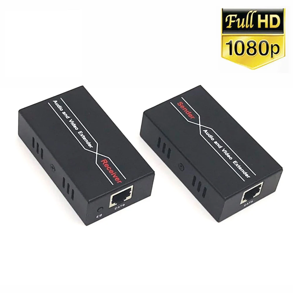 Фото Удлинитель HD 1080P на 60 м, ретранслятор HD через кабели Ethernet Cat 6/Cat 7 с функцией EDIID, передатчик/приемник RJ45, удлинитель HDTV №1