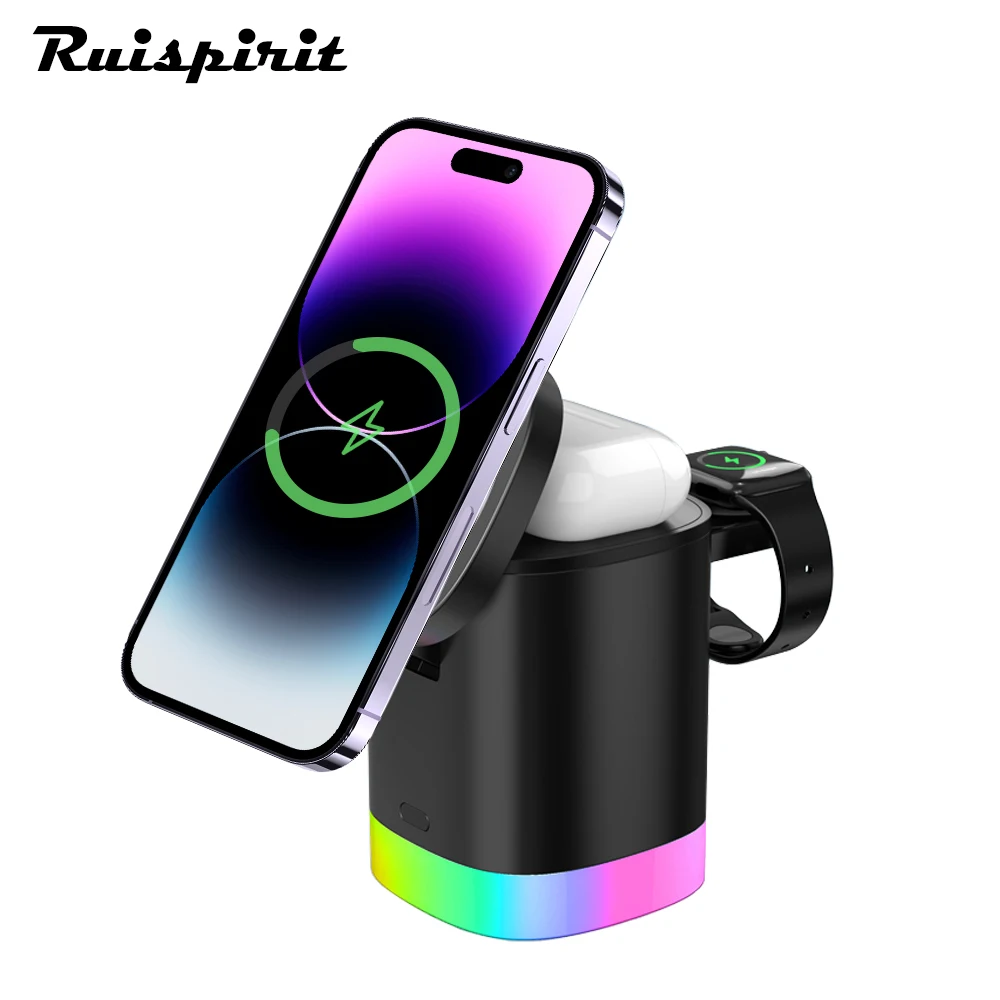 

Беспроводная зарядная станция 3 в 1, Быстрое беспроводное магнитное зарядное устройство для Apple iWatch 7 6 SE 5 4 3 2 Airpods 2 Pro, для iPhone 14 13