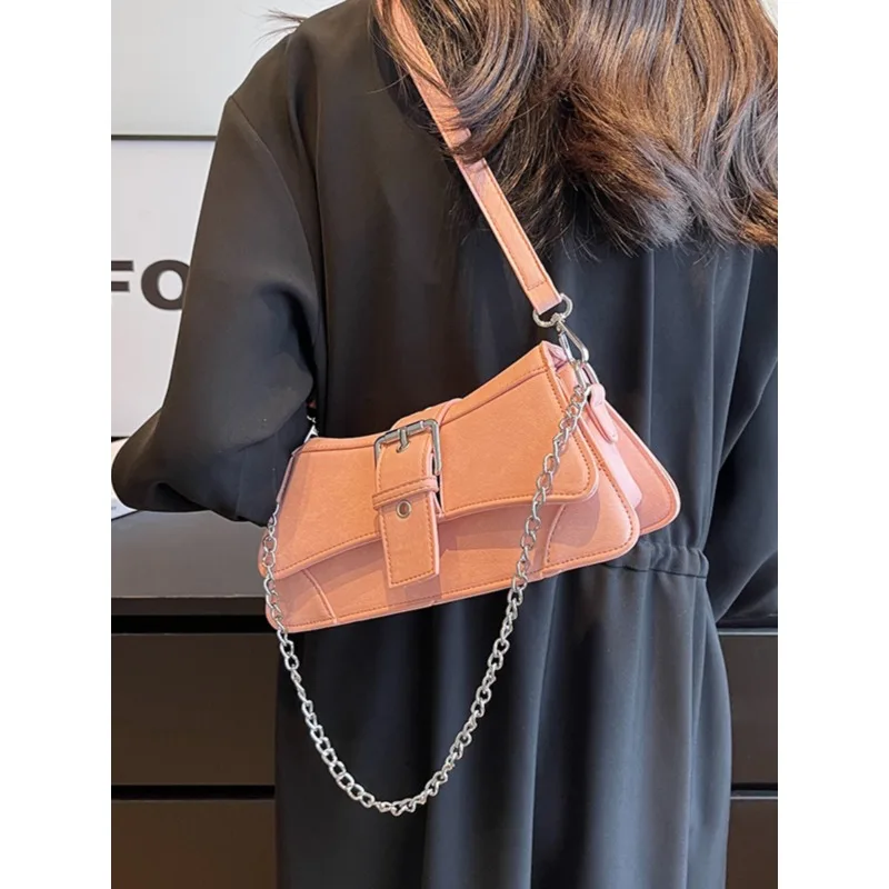 

Fashion Pu Leather Shoulder Bag For Women 2023 Hasp Shoulder Crossbody Bag Designer Handbags Ladies Punk Style Underarm Bags
