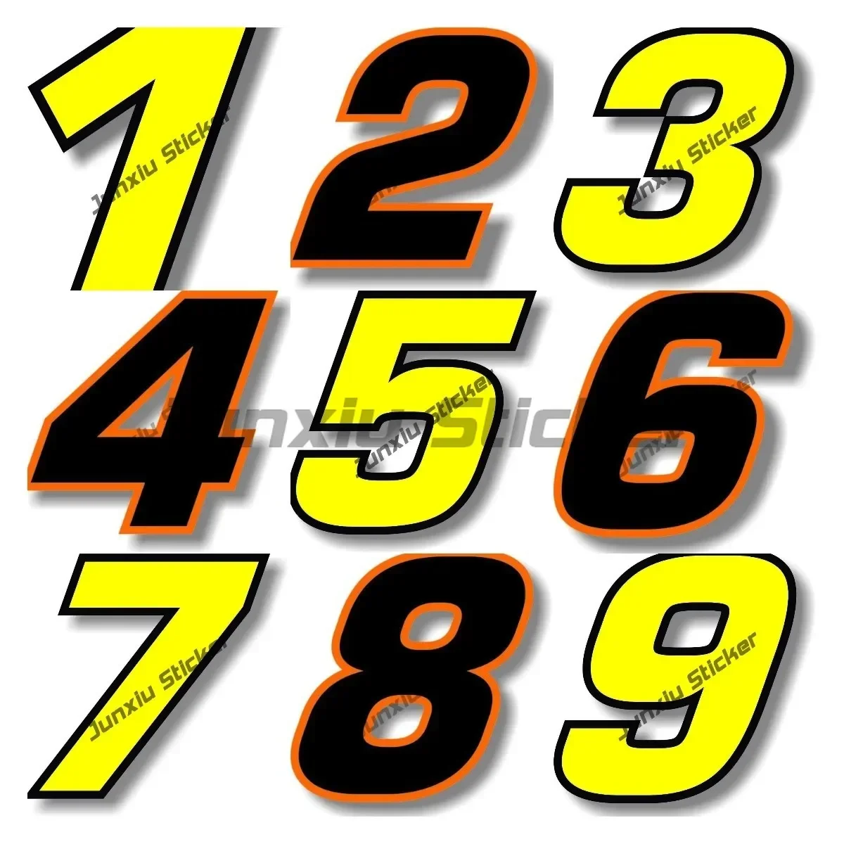 Изготовленный на заказ гоночный номер черный с оранжевой рамкой 0-9 графическая