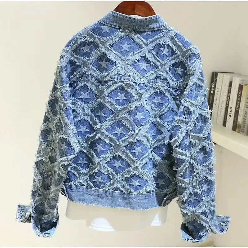 Женская короткая Тяжелая джинсовая куртка на весну и осень новая индивидуальная