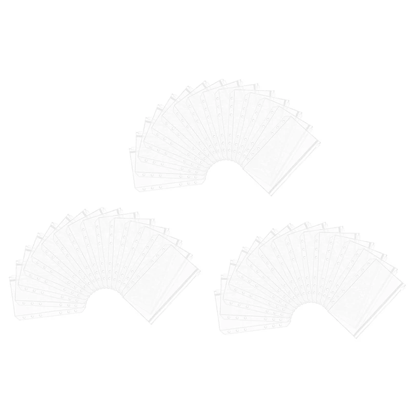 

180 Pieces Of A6 Size 6-Hole Binder Pocket Translucent Plastic Binder Zipper Folder Waterproof For Documents Bag