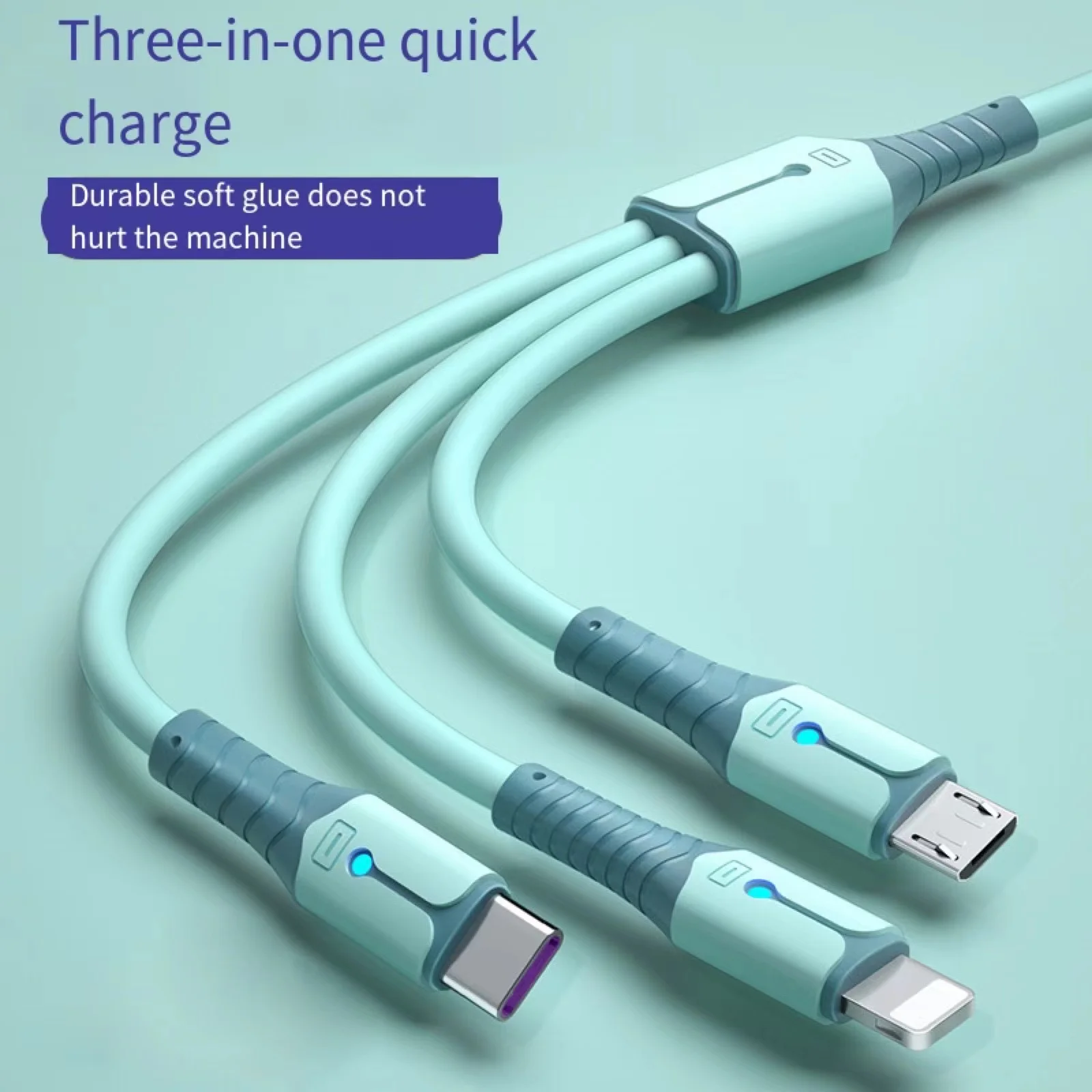

3in1 Data USB Cable for iPhone Fast Charger Charging Cable For Android phone type c xiaomi huawei Samsung Charger Wire For iPad