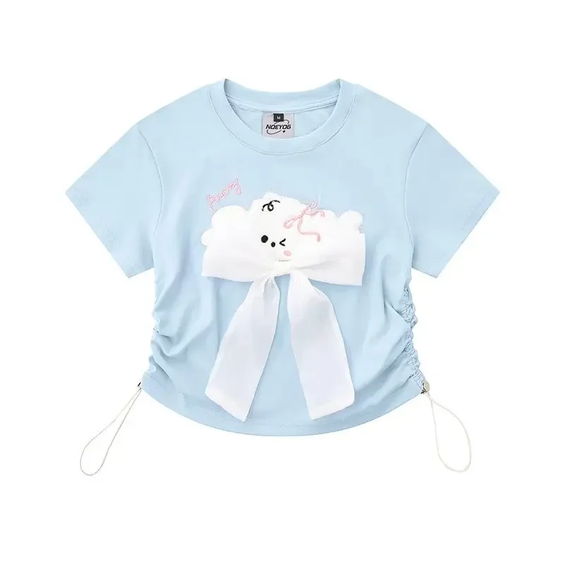 Кроп-топы с мультяшным принтом женские футболки Hotsweet тонкие Американские