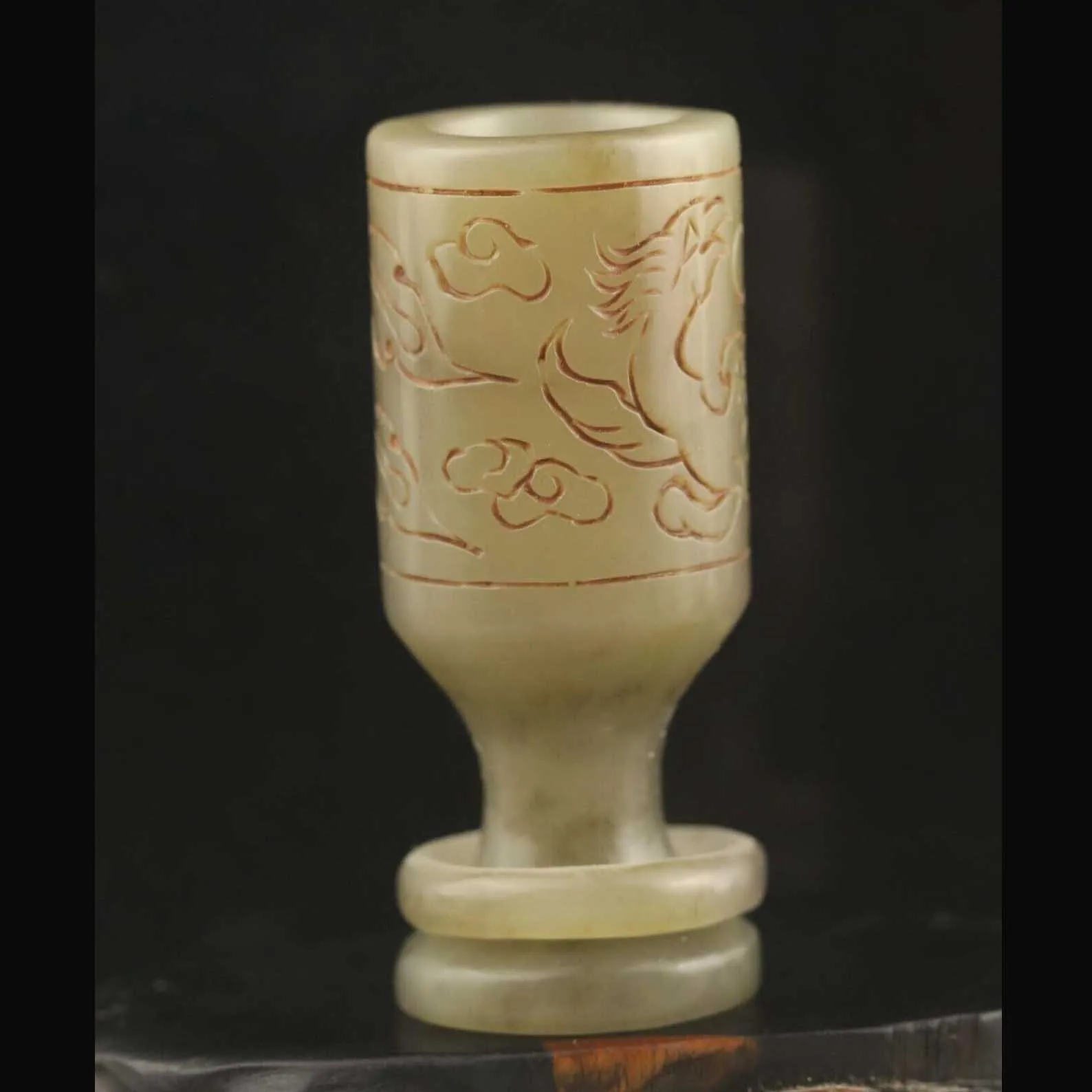 

Старая китайская природная Нефритовая фотография, Круглый Кубок с Фениксом #28