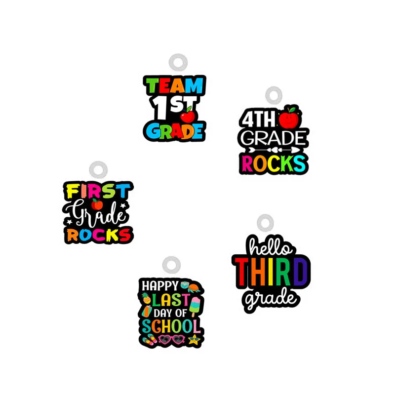 

10PCS School Acrylic Charm for Jewelry Making Charms Epoxy Resin 4TH Grade Rocks Charm DIY Earrings Bracelet Women Girls Jewelry