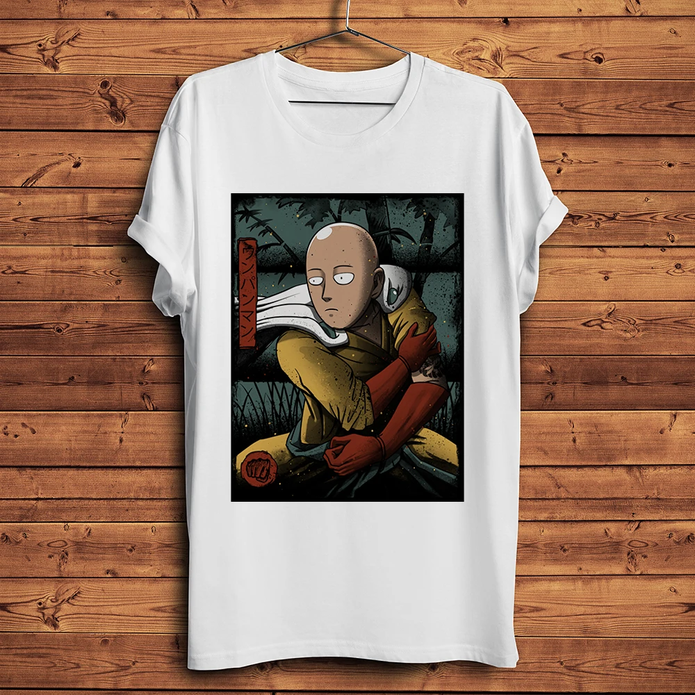 

Samurai ONE PUNCH MAN Saitama Funny Anime Cotton T-shirt Men Summer New White Casual Short T Shirt Unisex Streetwear Tee