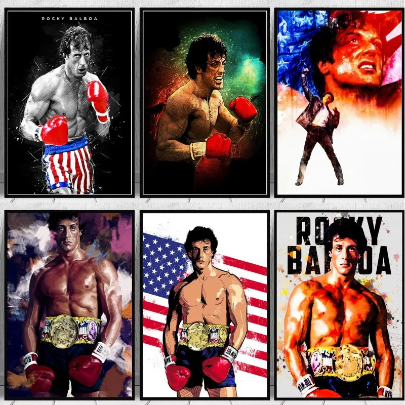 

Watercolor Abstract Rocky Balboa Boxing Bodybuilding Canvas Painting Posters Prints Wall Art Motivational Picture for Home Decor