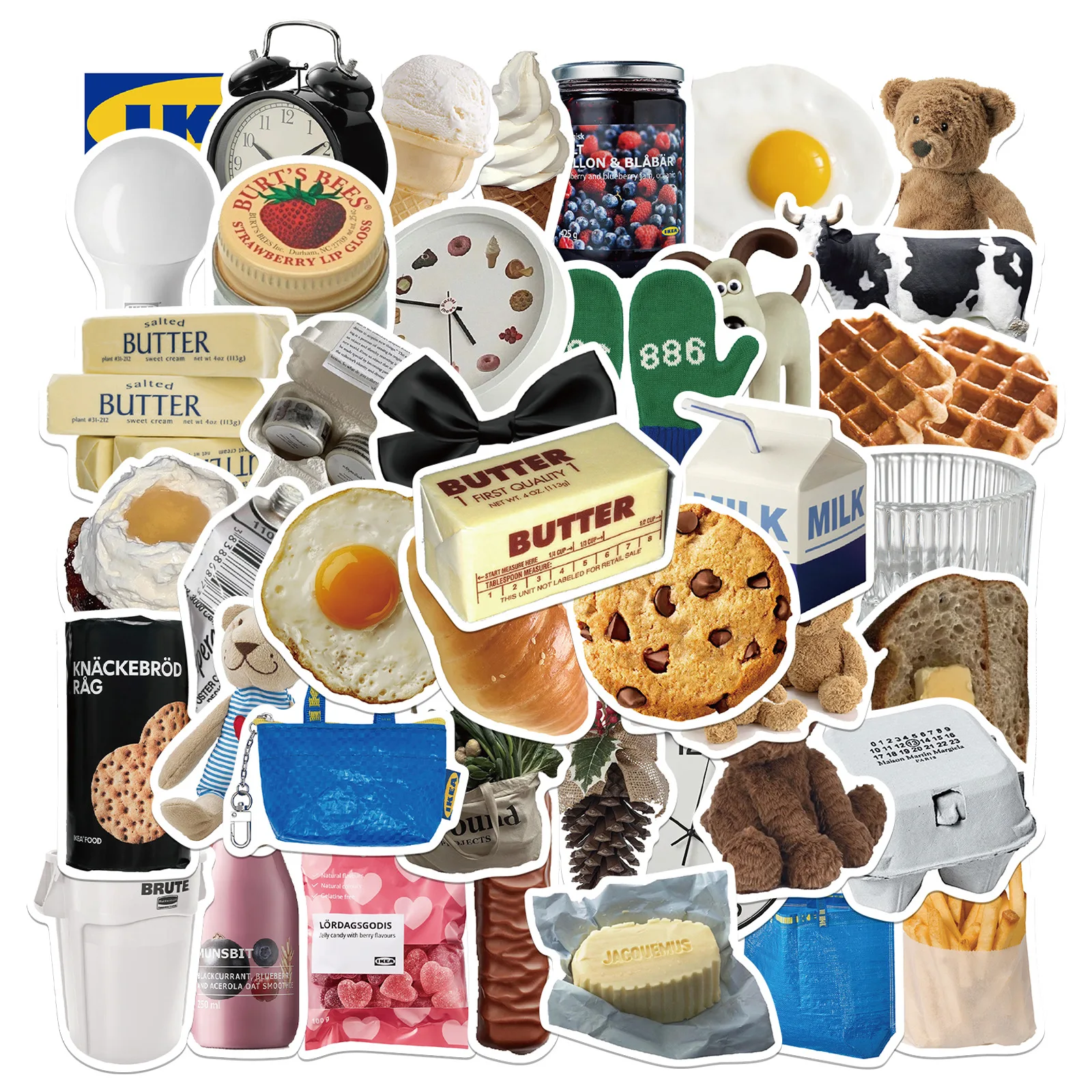 

50 cartoon Ins style milk biscuit graffiti stickers decoration suitcase water cup guitar waterproof DIY children's sticker gift