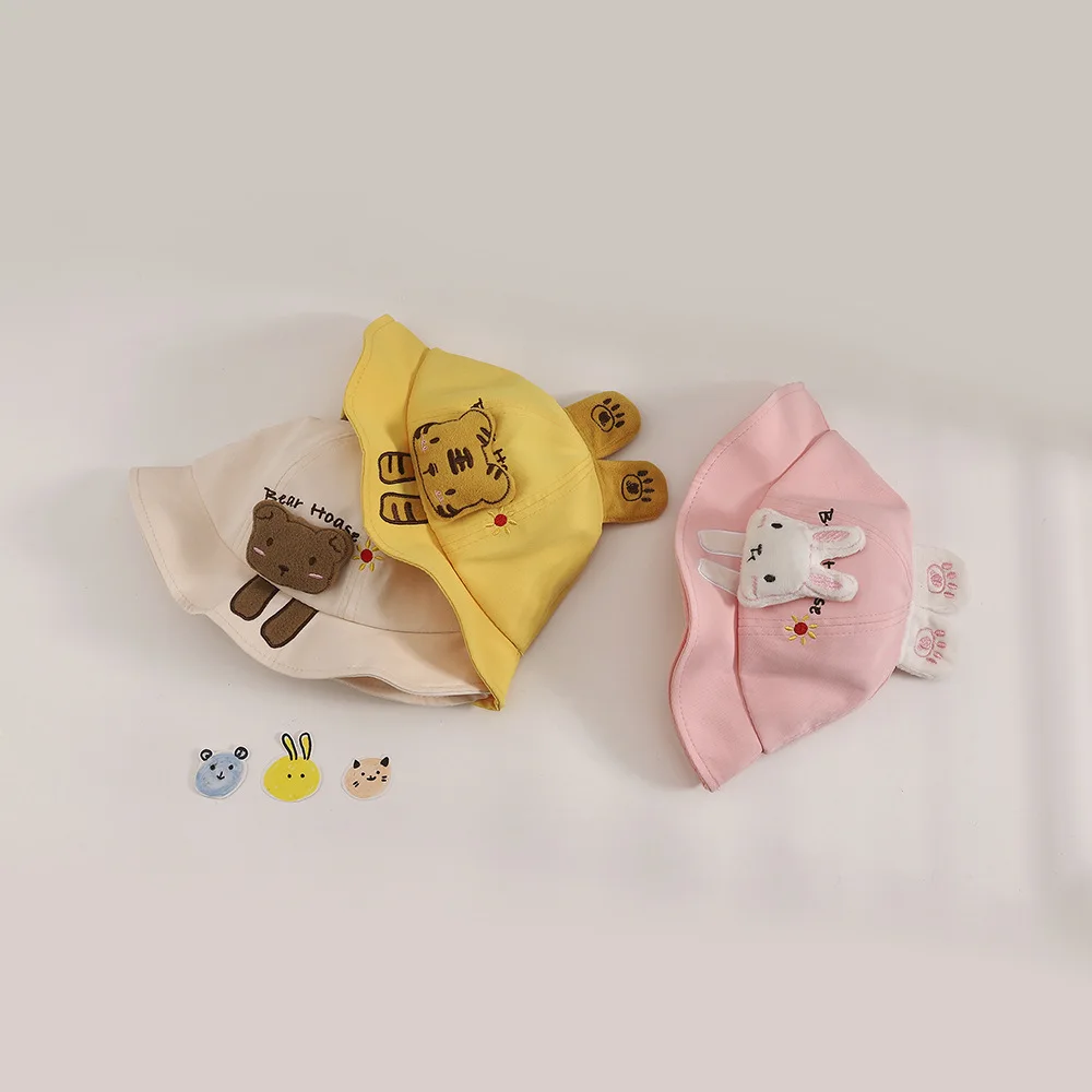 

Summer Children's Three-dimensional Cartoon Animal Tiger Rabbit Little Bear Child Hat Cute Baby Visors Fisherman Hat Hats Kids