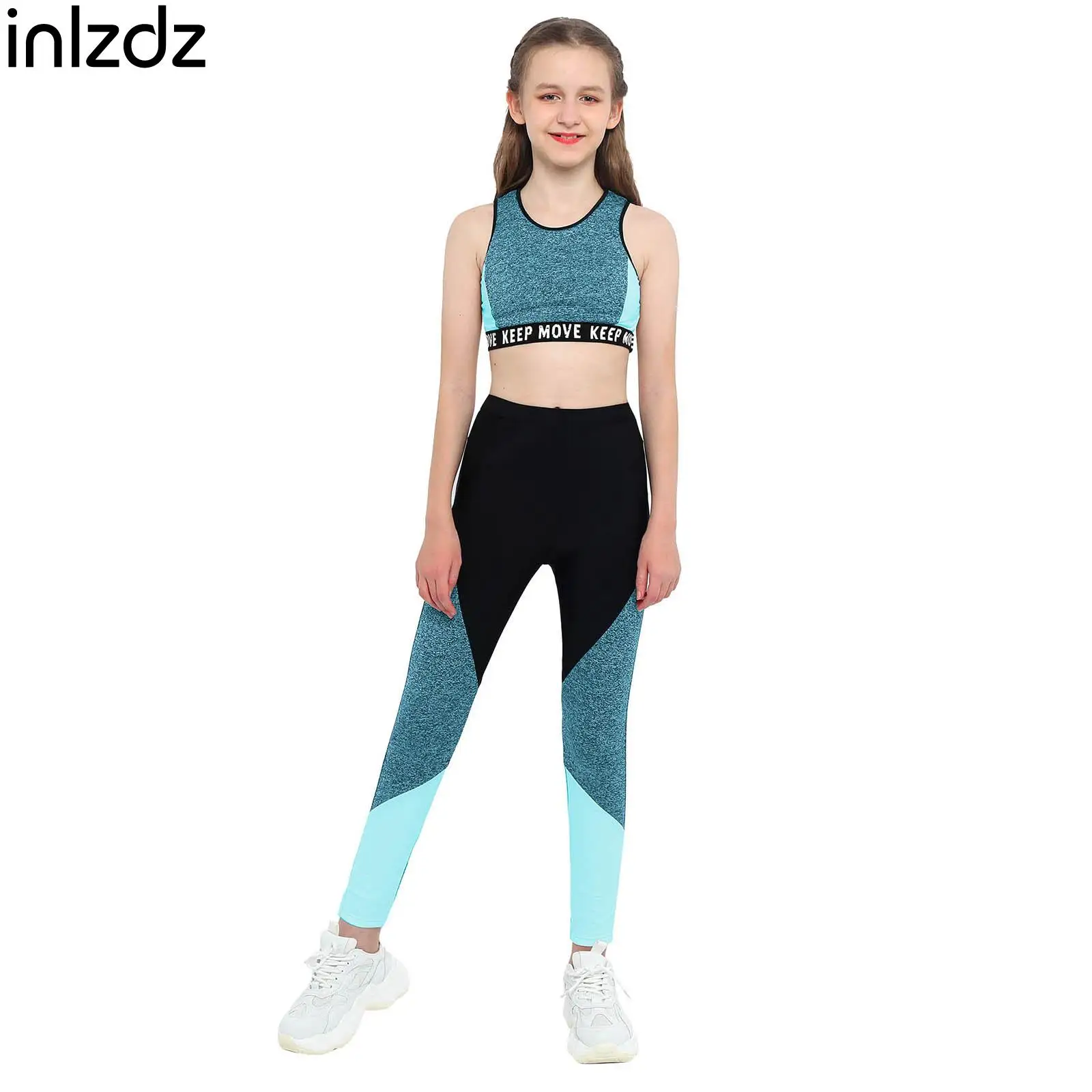 

Children Tracksuit Girls Sports Bra & Leggings Comfort Sporty Jogging Workout Running Yoga Suit Sleeveless Crop Top with Pants