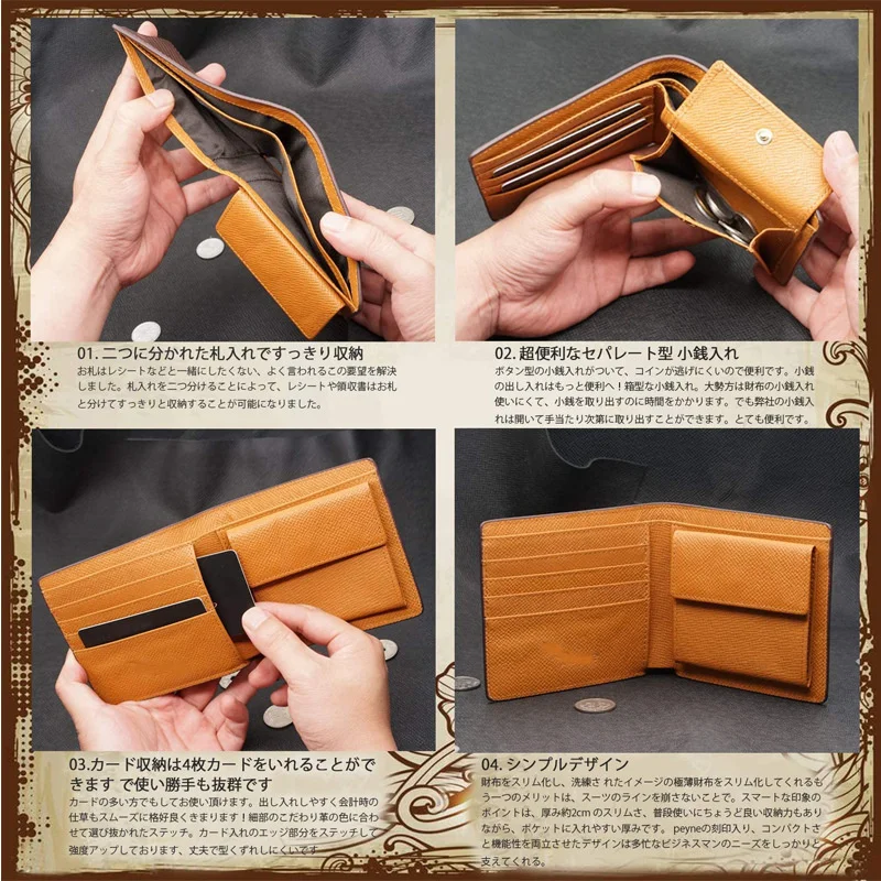 Bifold Business Genuine Leather Wallet Short Coin Purse Lightweight Multi Card Case Men's Change Storage Bag