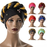 latest african sequined hijab hat braid cap ethnic cap islamic prayer turban beanie caps hair cover for women skullies