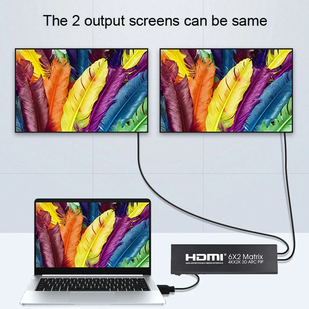 Матрица HDMI 6X2 4K @ 30 Гц преобразователь True Martrix поддержка pip-сплиттера 6 в 2 выхода 3D ARC