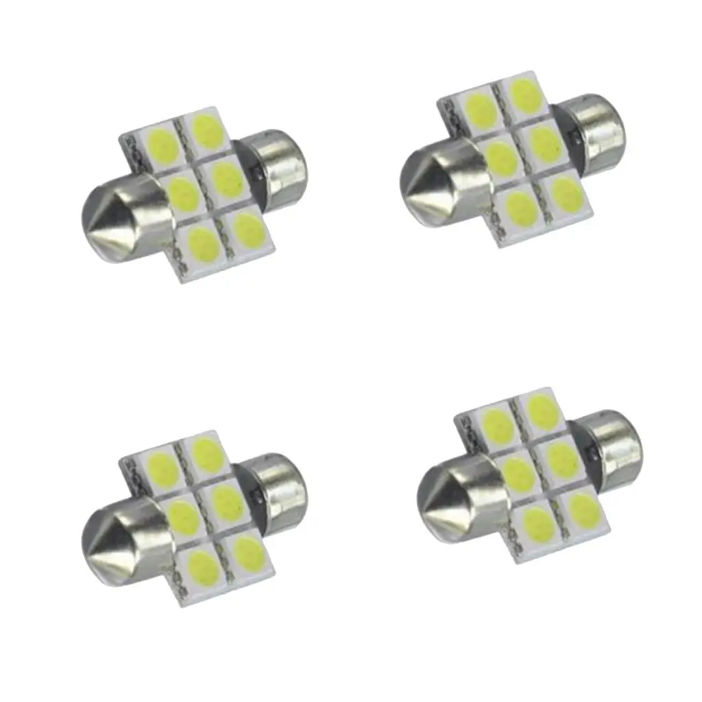 4 шт. 31 мм 6SMD 5050 гирлянда купольные светодиодные лампы DE3175 DE3021 DE3022 чистый белый
