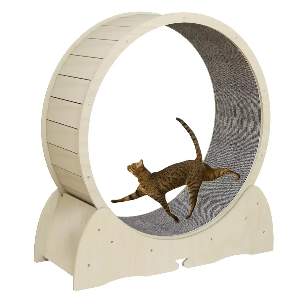 

2023NEW Interactive Anti-depression Pure Wood Wooden Pet Tread Exercise Wheel Cat Dog Fun Treadmill