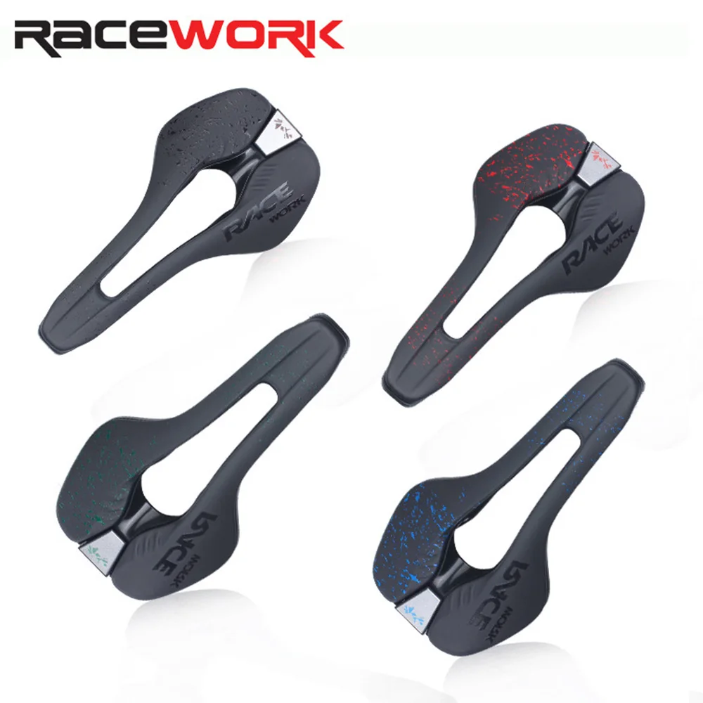 Bicycle Saddle Mountain Road Bike Seat Comfortable RACEWORK Cycling Cushion Exercise for Men/Women PU Leather Filled Shockproof