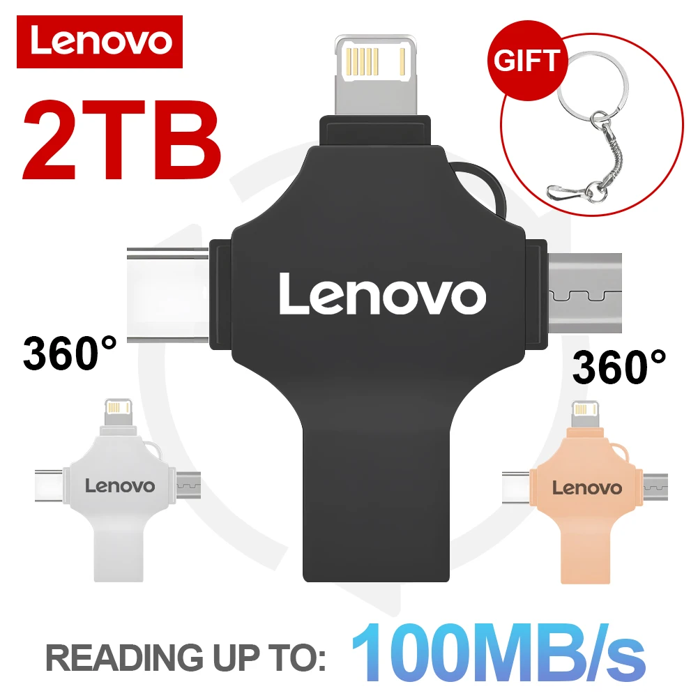 Lenovo 4In1 Super Mini Usb флэш-накопители 256 ГБ 3.0 Pen Drive 1 ТБ 2 OTG Type-C 512 Подарочная USB-накопитель