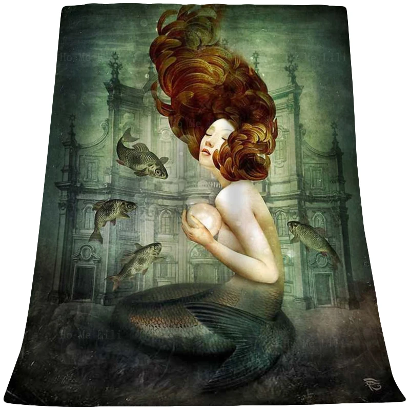 

Surrealista Moon по всему миру глубоководная Русалка жемчужная птица и женское фланелевое одеяло от Ho Me Lili подходит для всех сезонов