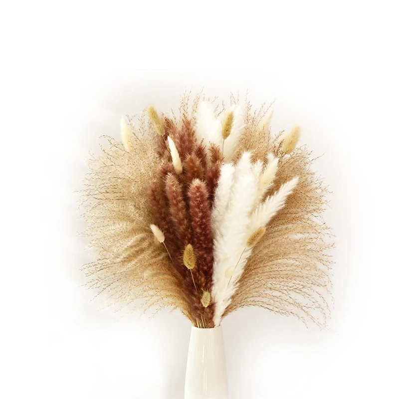 

Сушеная пампасная трава, букет из пушистых стеблей для украшения дома и свадьбы в стиле бохо, 110 шт.