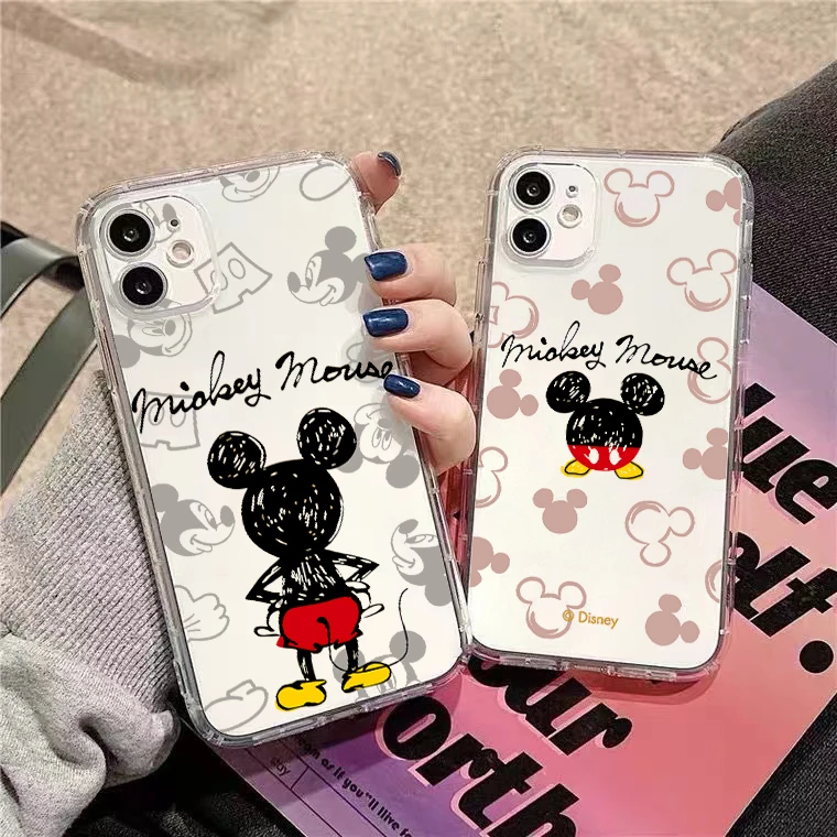 

Disney Mickey Mouse For iPhone 14 13 12 11 Pro 12 13 Mini X XR XS Max 6 6S 7 8 Plus SE2020 Clear Phone Case Shell Coque Black