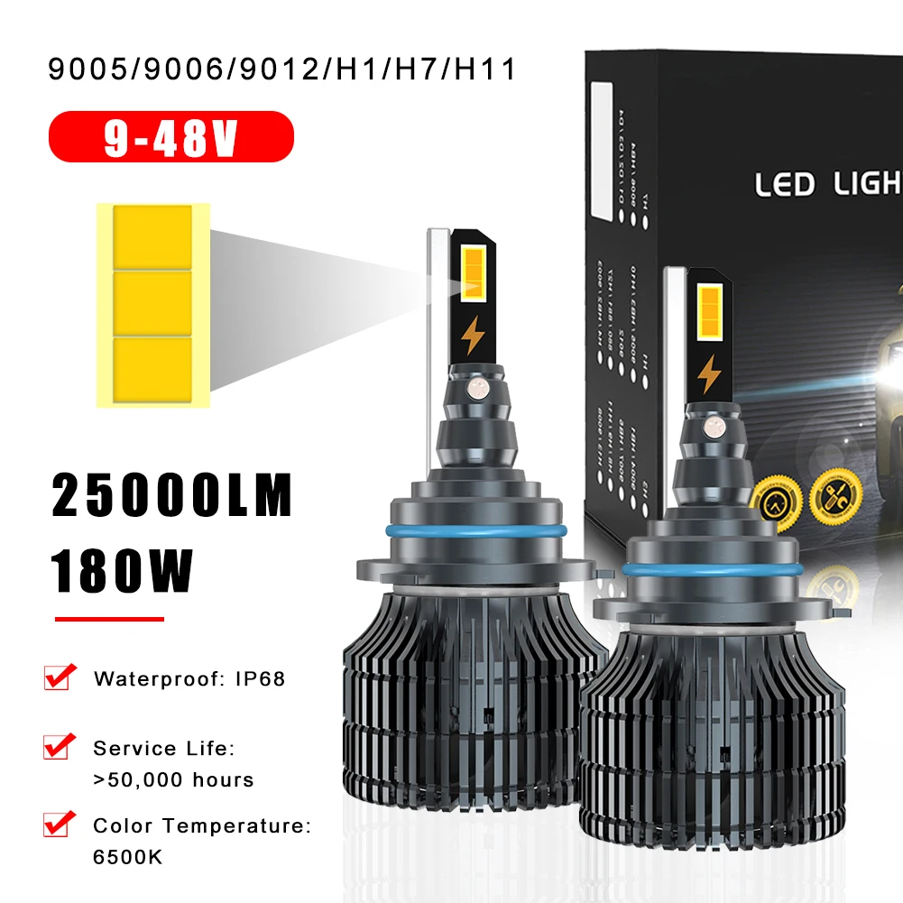 

25000LM H7 H1 H11 9005 9006 9012 led lights for vehicles Car accessories 180W for car led 12v H7 led canbus led headlight
