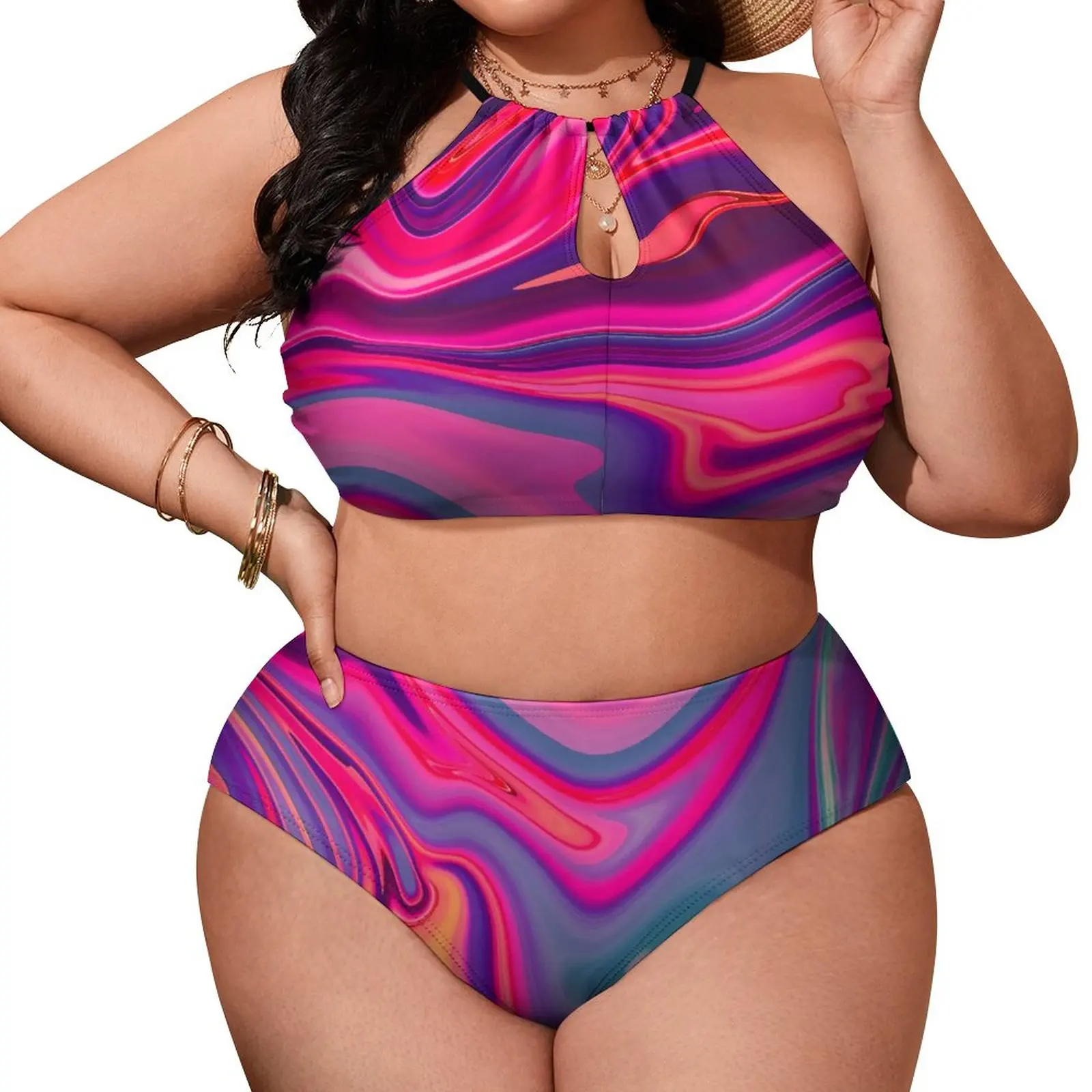 

Neon Abstract Print Bikini Set Sexy Blue Liquid Marble Bikini Swimsuit Push Up Swimwear Vintage Feminine Bikinis Beach Outfits
