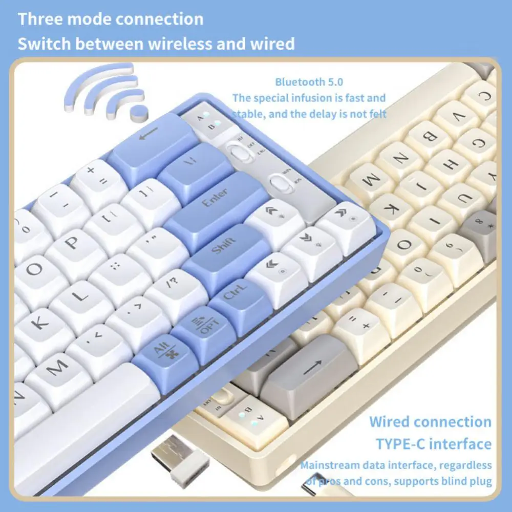 

Keyboard Hot Plug Ergonomics Colorful Backlight Linear Axis Gaming Keyboard 65 Keys Wireless And Wired Hot Swap Keyboard