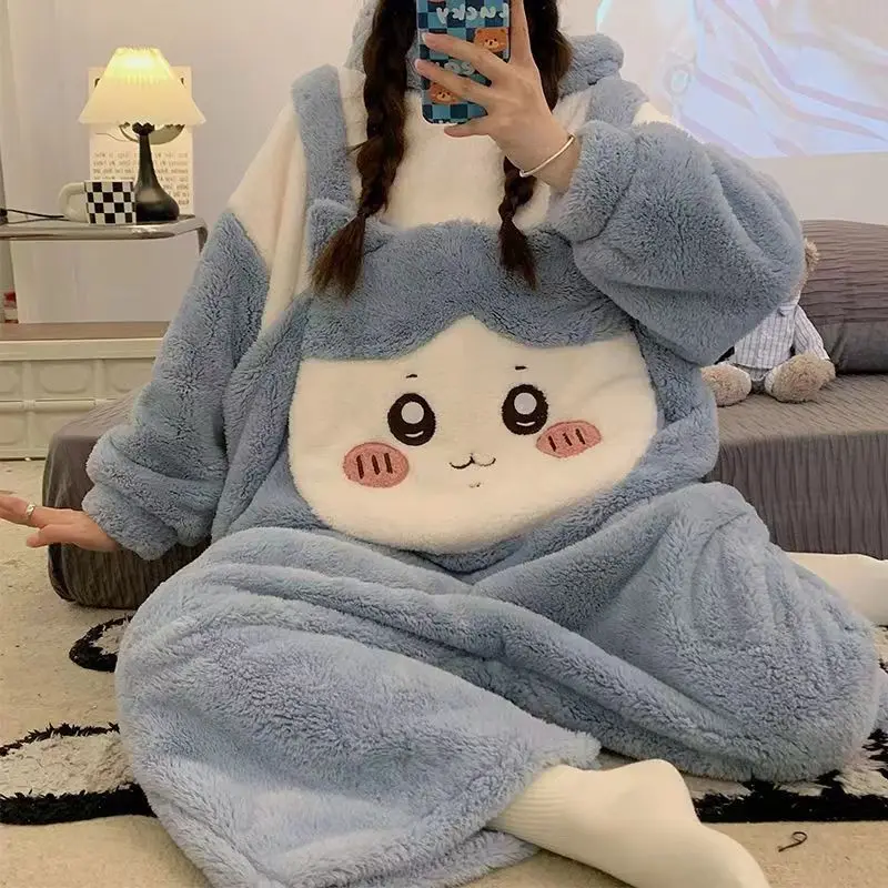 Цельный утолщенный коралловый бархат Chiikawa с героями мультфильмов осенне-зимний