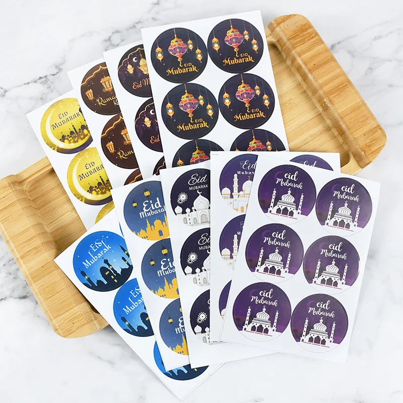 

60/120pcs EID Mubarak Stickers Ramadan Kareem Decoration Gift Lable Sealed Sticker For Islamic Muslim Eid Al-fitr Decor Supplies