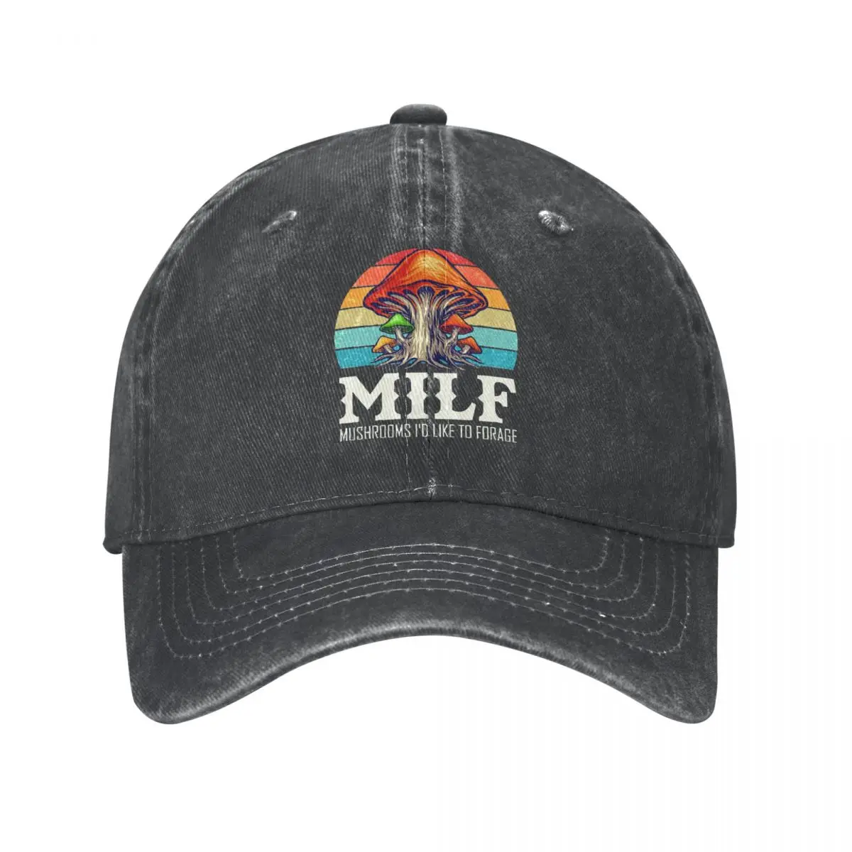 

Vintage Milf Mushrooms Id Like To Forage Baseball Caps Men Women Distressed Denim Headwear Outdoor Activities Hats Cap