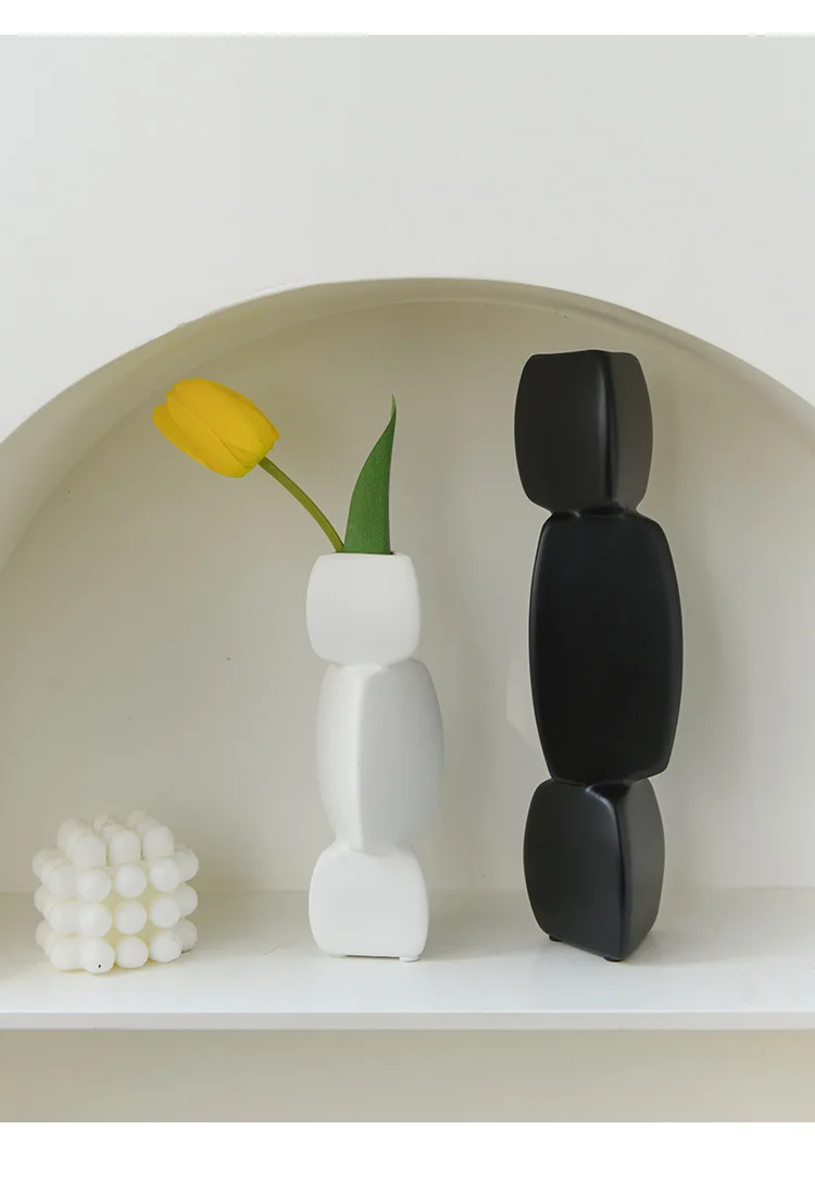 Classic Black/White Porcelain Vase Ceramic Home Office Desktop Decoration Crafts Style DIY Gift Household |