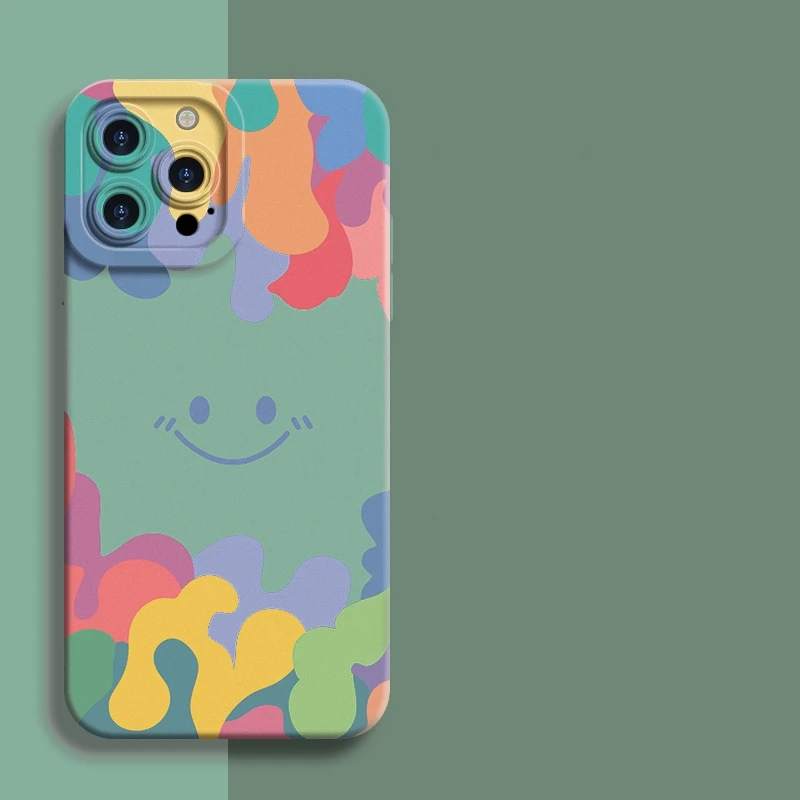 Фото Цветной жидкий силиконовый чехол для телефона Skin Touch Feel Simile Design для iPhone 17Air 16, 15, 14, 13, 12, 11 Plus Pro Max, мягкий ТПУ №3