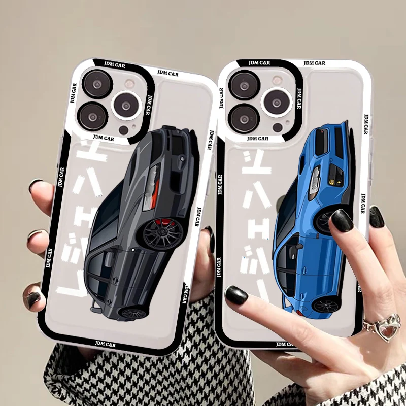 

JDM Tokyo Drift Sports Car Phone Case For iPhone 14 13 12 11 Pro Max Mini X Xs XR 6 7 8 Plus SE 2020 Transparent Case