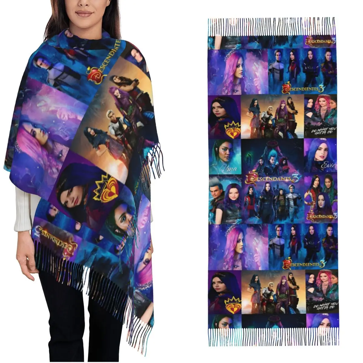 Нащадки 4 красный шарф для женщин осень-зима шаль из пашмины длинный большой