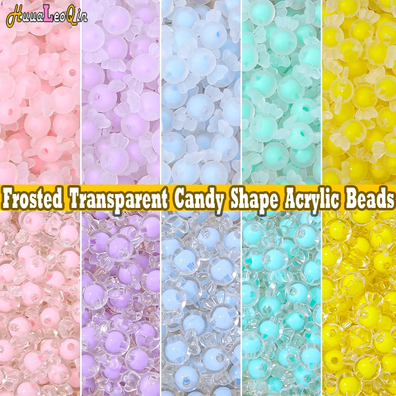 

50pcs 17*9mm Frosted Transparent Candy Shape Acrylic Beads Loose Seed Beads for Jewelry Making DIY Sewing Bracelets Accessories