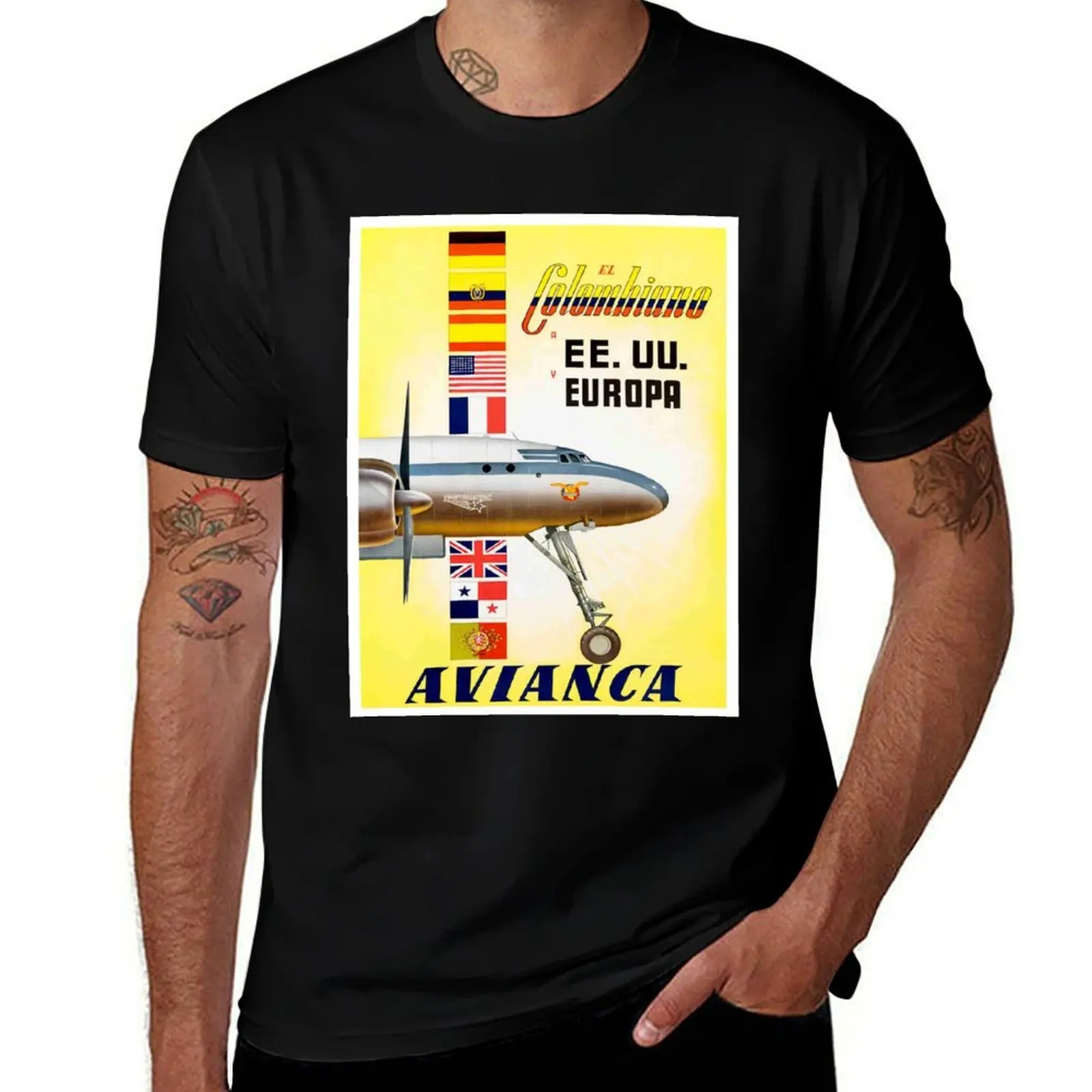 Фото Авиакомпания AVIANCA из Колумбии: винтажная футболка с рекламным принтом старейшей в мире авиакомпании 1919 года. №1