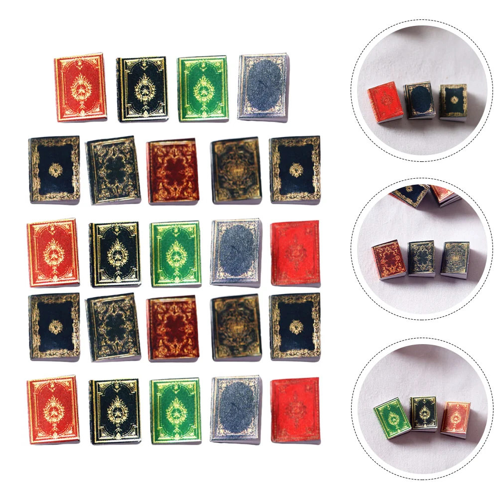 

24 Pcs Mini Classic Books Small Model Models Ornament Victorian Home Decor Miniature Paper House Accessory Micro Scene Table