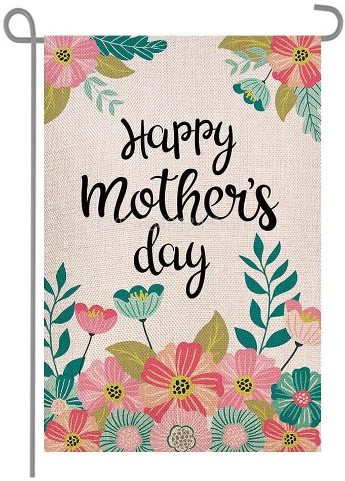 

Happy Mother' Day Garden Flags, Double Sided Burlap Flowers Outside Porch Patio Farmhouse Yard Outdoor Decorative, 12 x 18 Inch