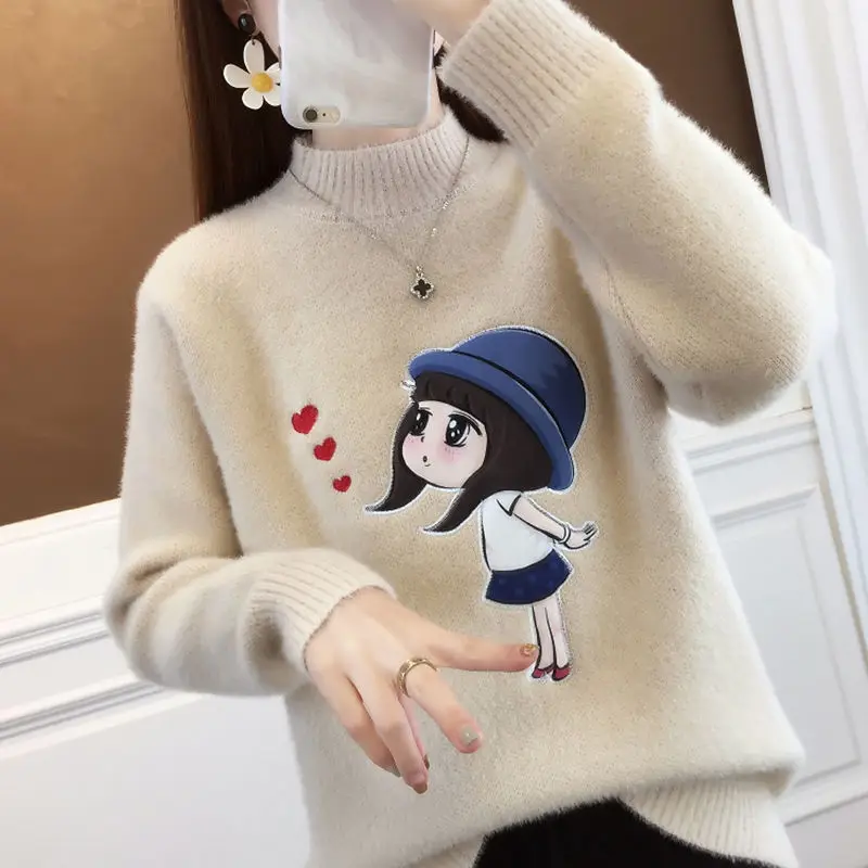 Hikigawa шикарный модный корейский мультфильм девушки норковые свитера Осень Зима